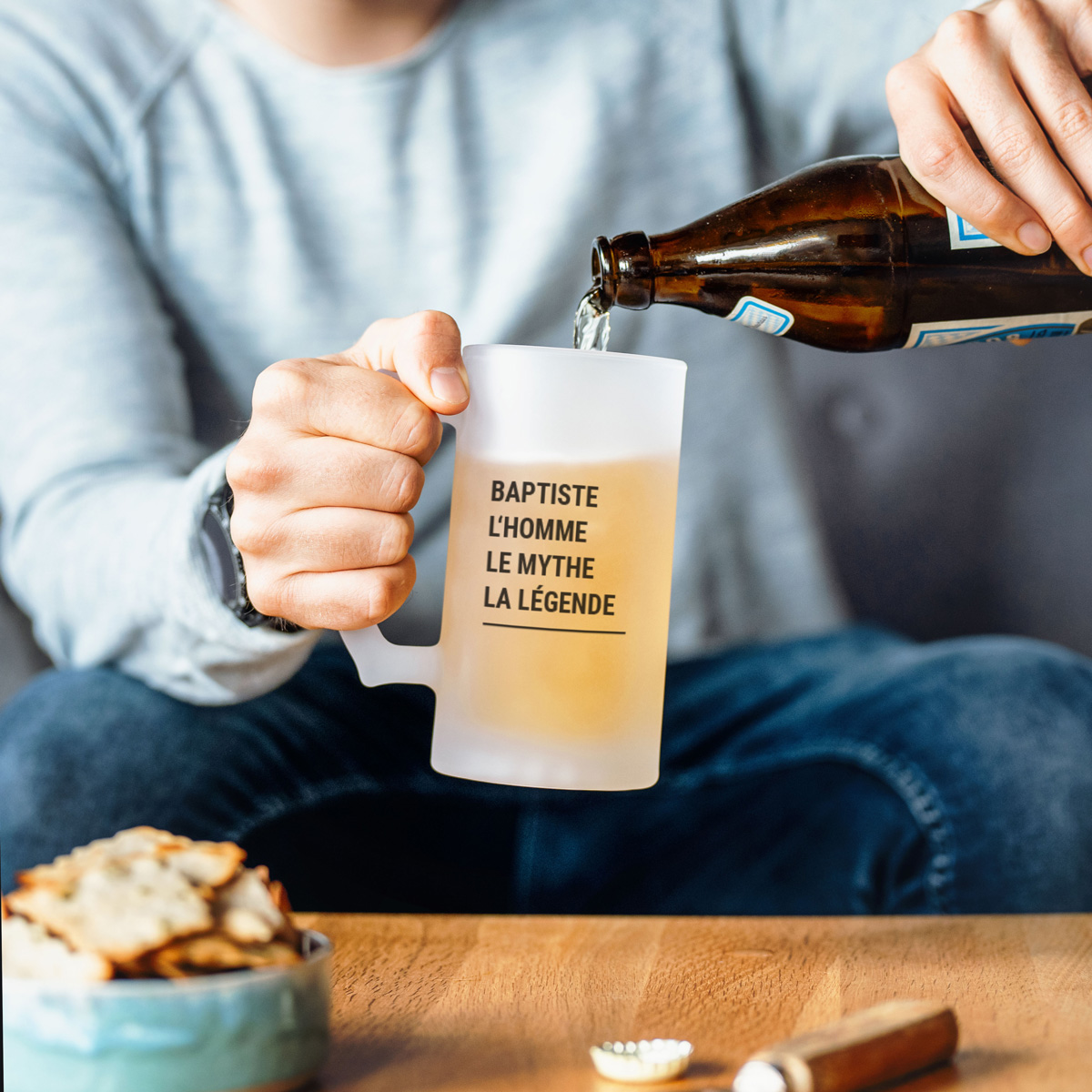Chope de bière personnalisée avec texte