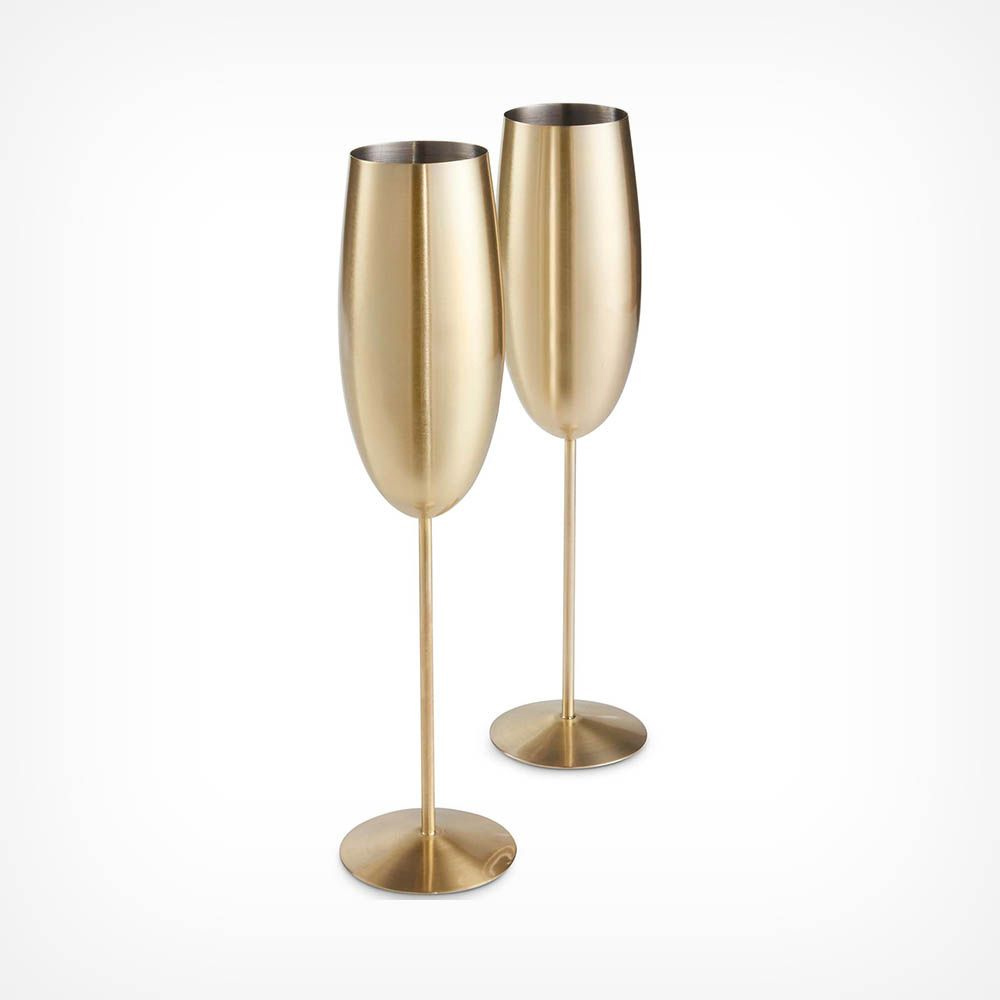 Lot de 2 flûtes à champagne dorées