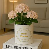 Pot de fleurs personnalisé avec couronne de fleurs et texte