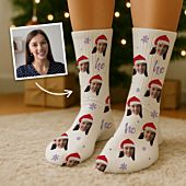 Chaussettes personnalisées avec visage et bonnet de Noël