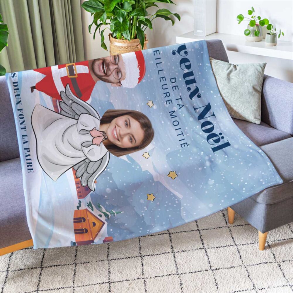Petite couverture personnalisée avec visage et texte