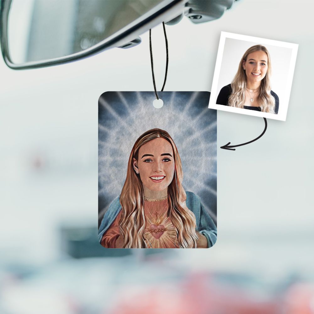 Désodorisant voiture personnalisé avec auréole et visage - Lot de 2