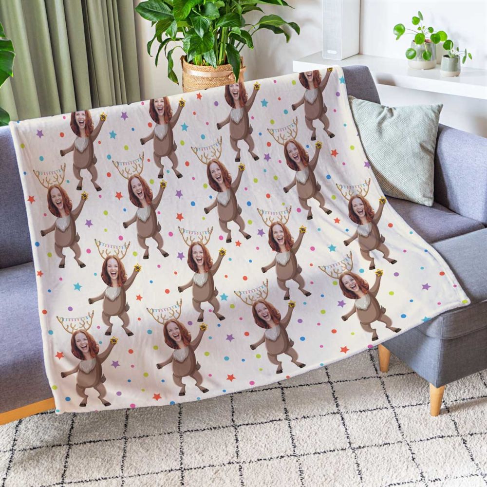 Couverture personnalisée avec visage Motif Noël