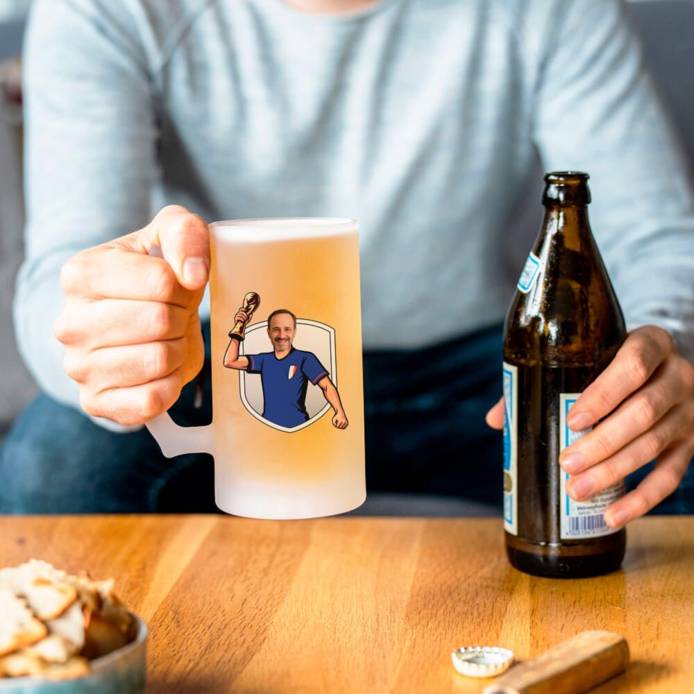 Personalisierbarer WM-Bierkrug mit Foto Personalisierbarer WM-Bierkrug mit Foto