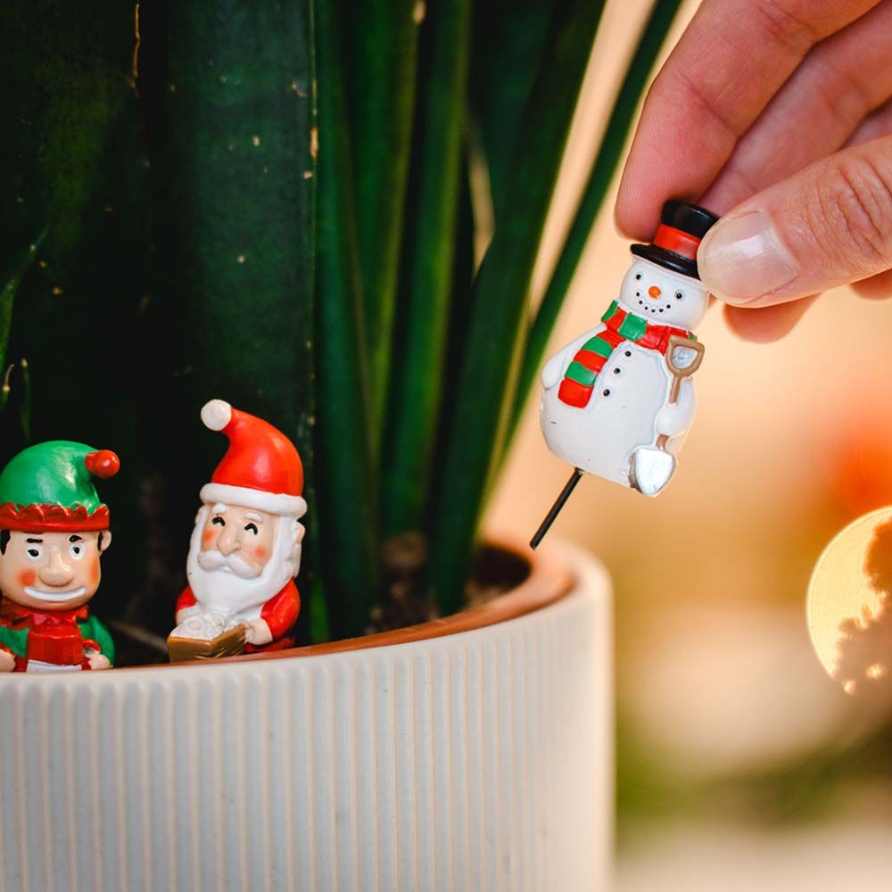 Lot de 4 figurines de Noël pour plantes