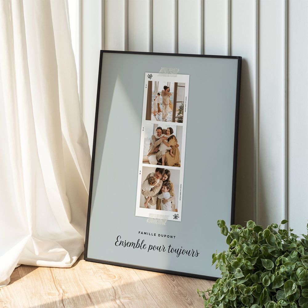 Poster personnalisé avec bande de photos et texte