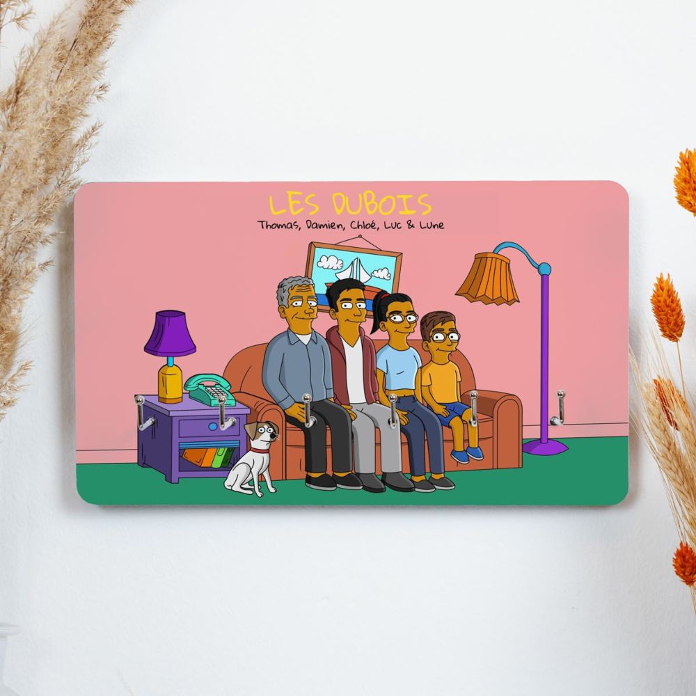 Porte-clés Mural personnalisé Famille Cartoon - Illustration