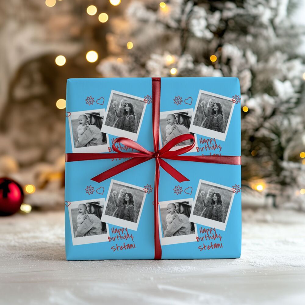 Papier cadeau personnalisé avec photos et message