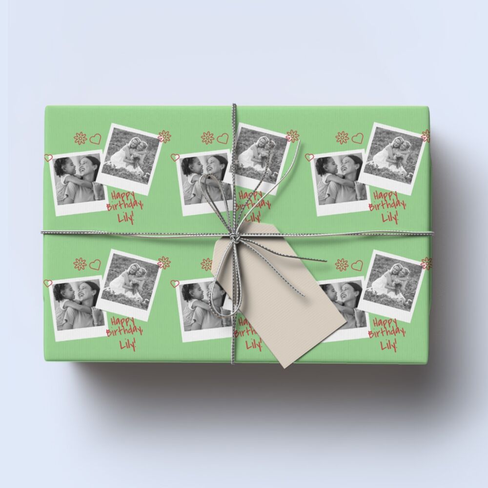 Papier cadeau personnalisé avec photos et message
