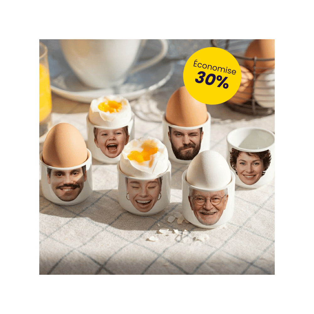 Coffret cadeau lot de 6 coquetiers avec visage