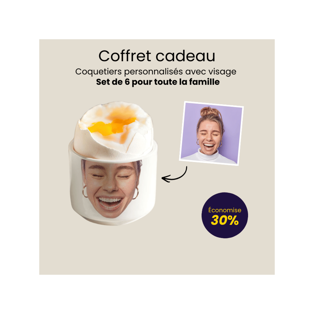 Coffret cadeau lot de 6 coquetiers avec visage