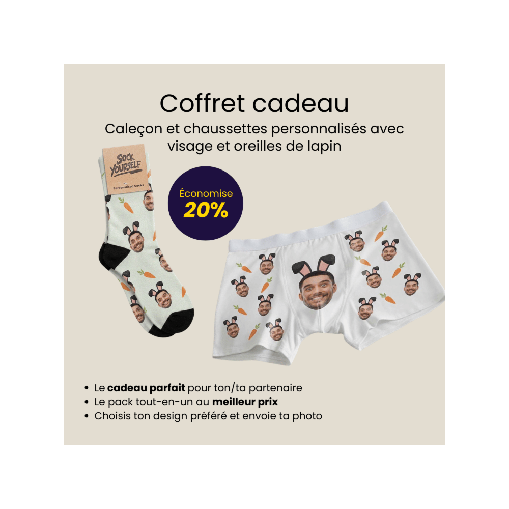 Coffret cadeau chaussettes de Pâques et boxers