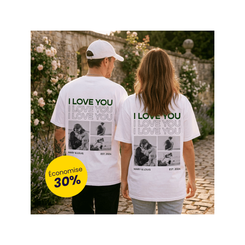 Geschenkset 2er Set T-Shirt mit Schwarz Weiß Fotos und Text