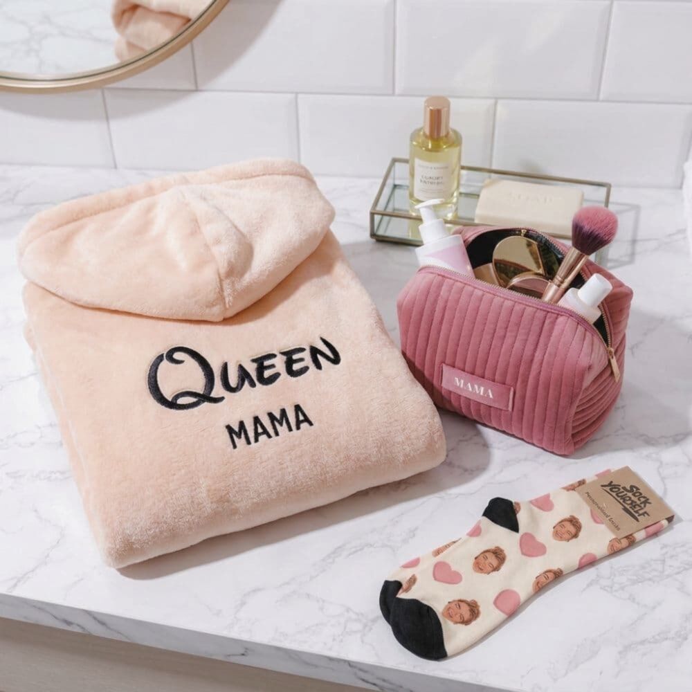 Geschenkset Kosmetiktasche Bademantel und Socken