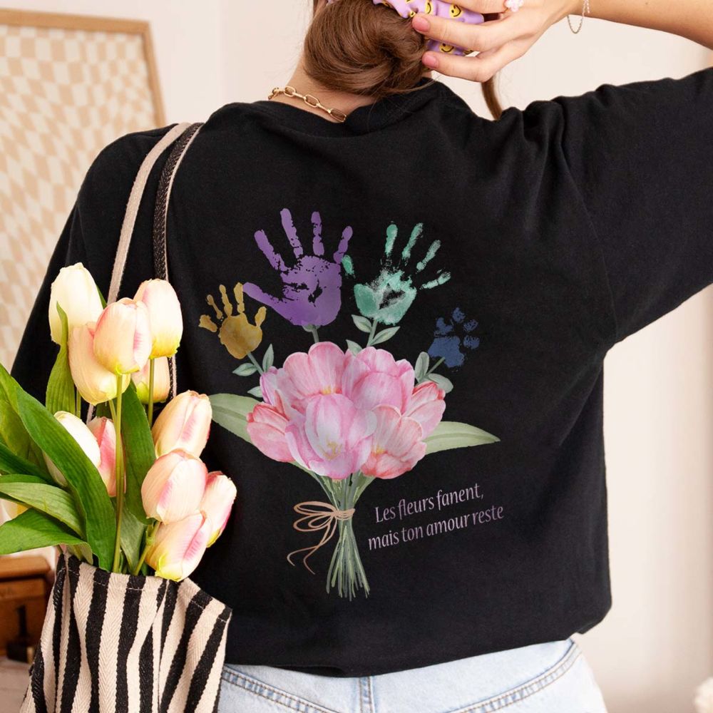 T-shirt personnalisé Bouquet avec empreinte de main