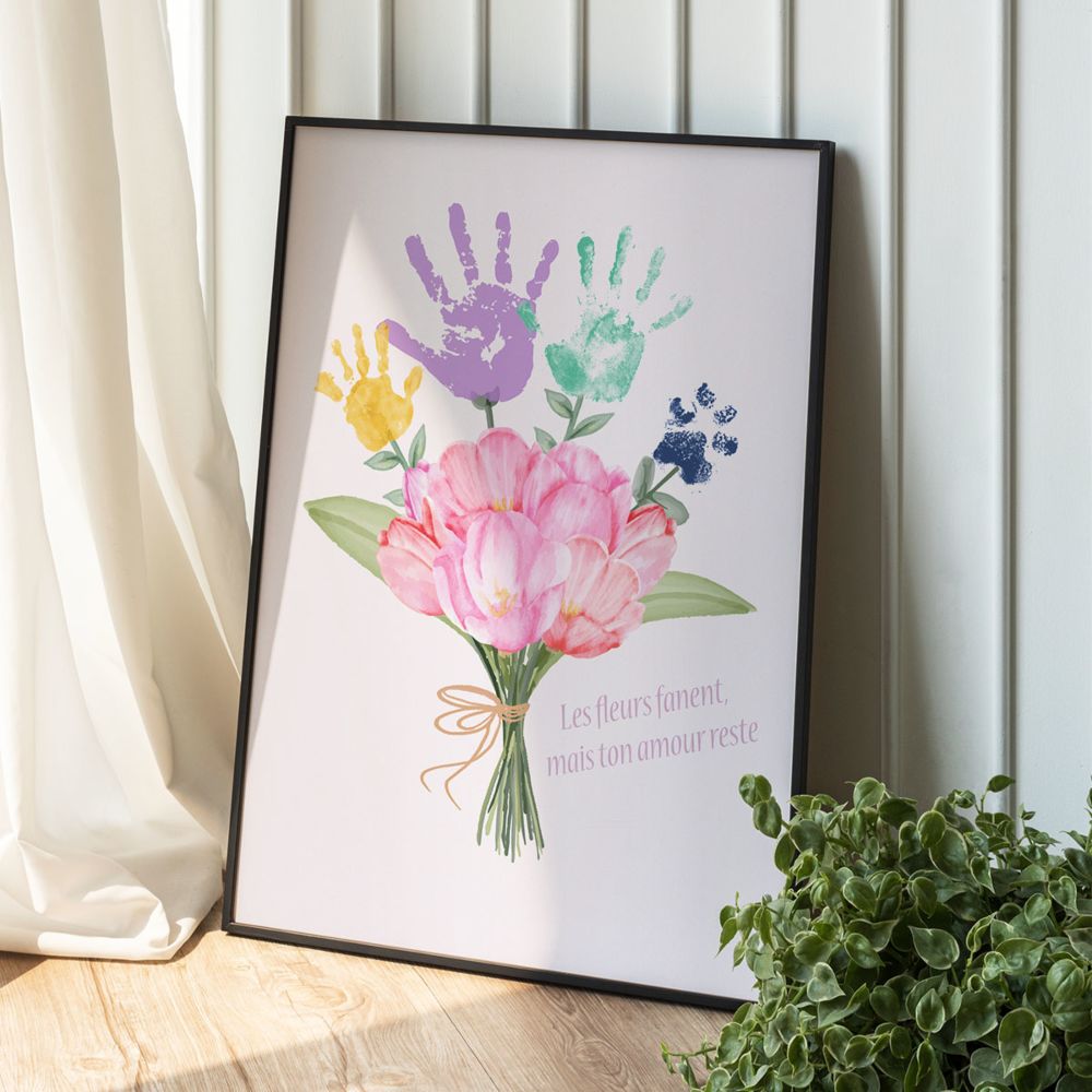 Poster personnalisé Bouquet avec empreinte de main