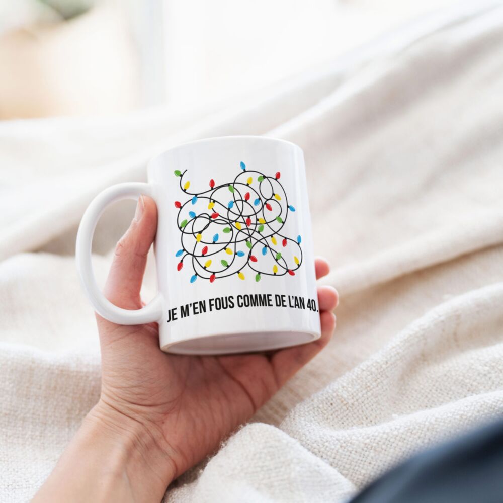 Mug personnalisé avec guirlandes de Noël et texte