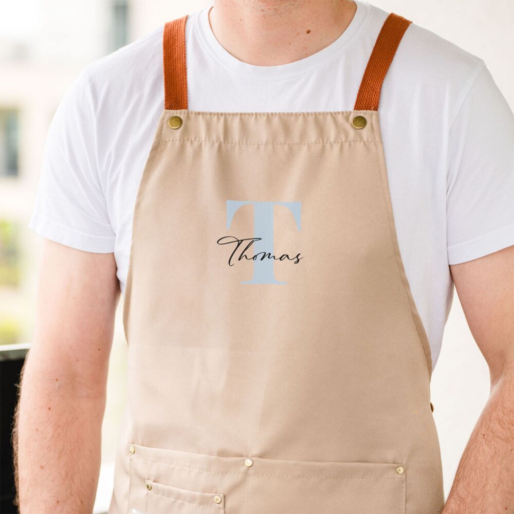 Tablier de cuisine personnalisé avec monogramme