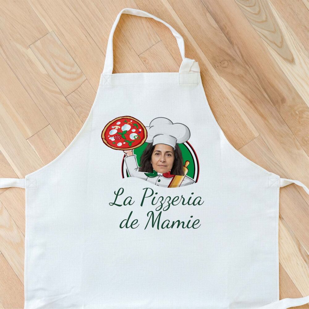 Tablier de Cuisine Personnalisé avec Photo et Nom Pizzeria