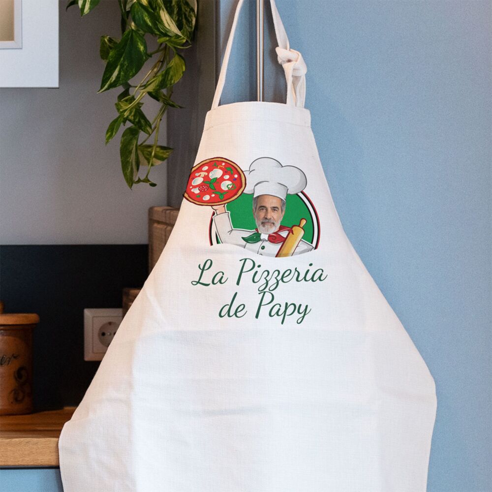 Tablier de Cuisine Personnalisé avec Photo et Nom Pizzeria