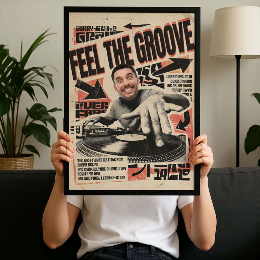 Poster personnalisé DJ des années 90 avec photo