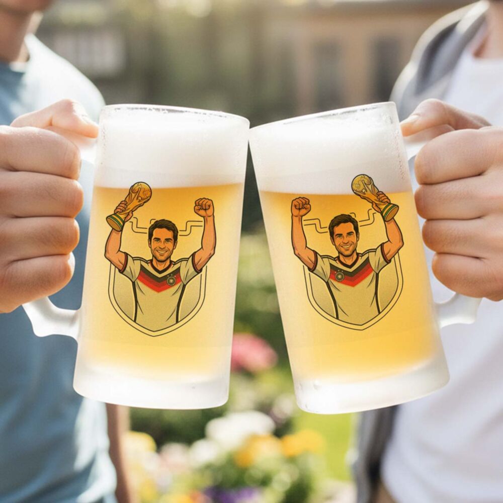 Chope de bière personnalisée avec photo - Style Comics