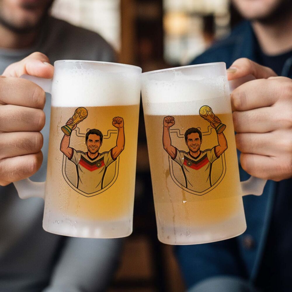 Chope de bière personnalisée avec photo - Style Comics