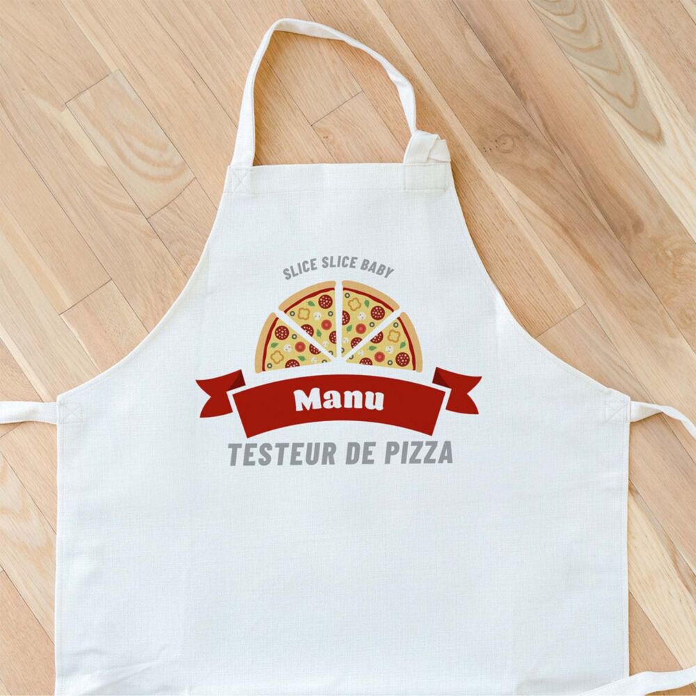 Tablier de cuisine personnalisé avec Pizza et nom