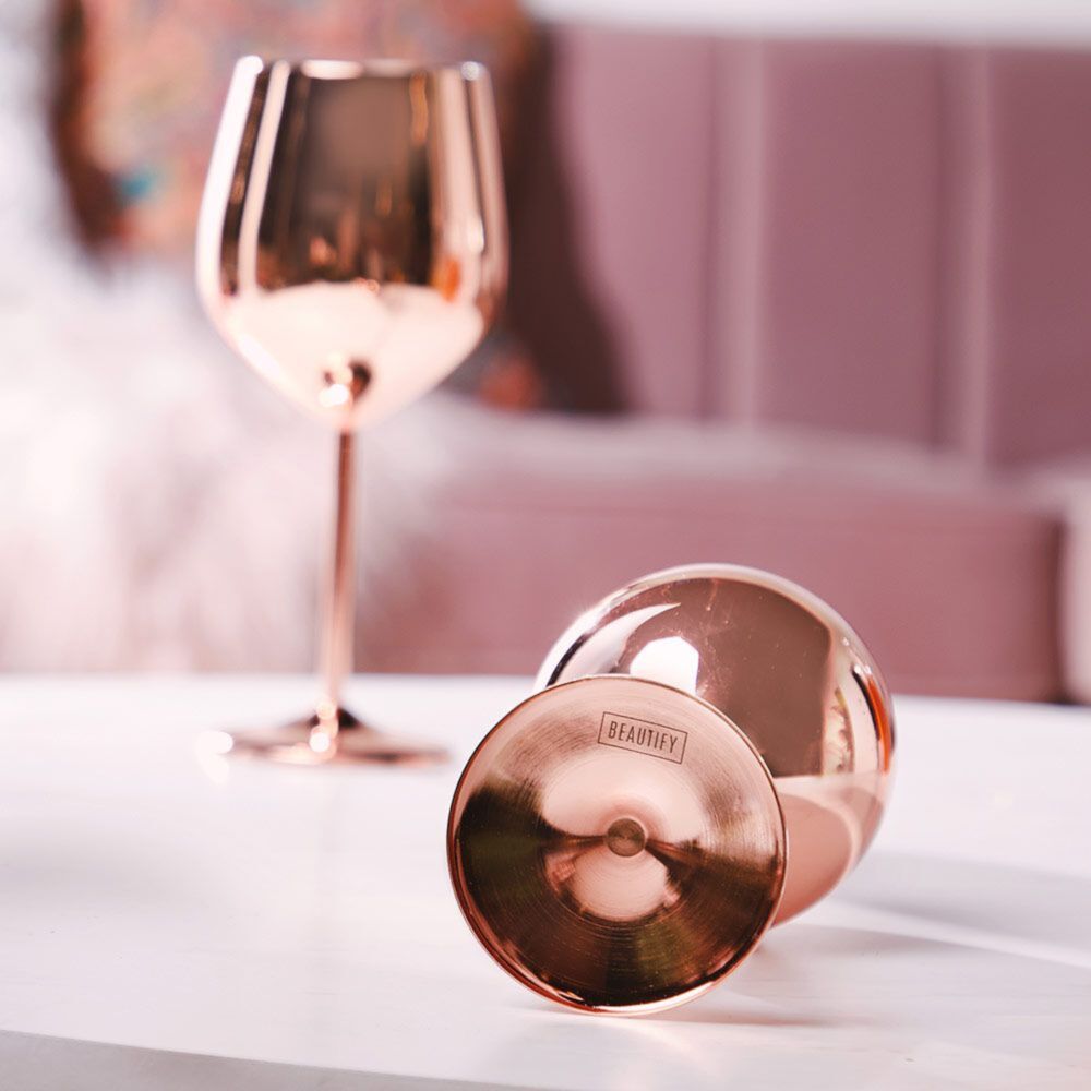 Verres à vin rose gold - Lot de 2