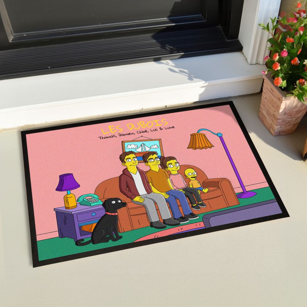 Paillasson personnalisé famille Cartoon - Illustration