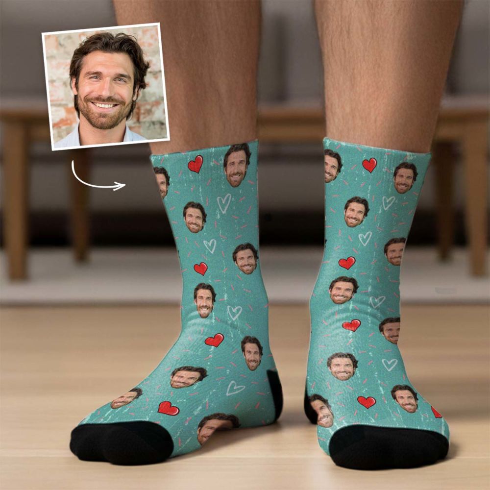 Chaussettes personnalisées visage motifs amour