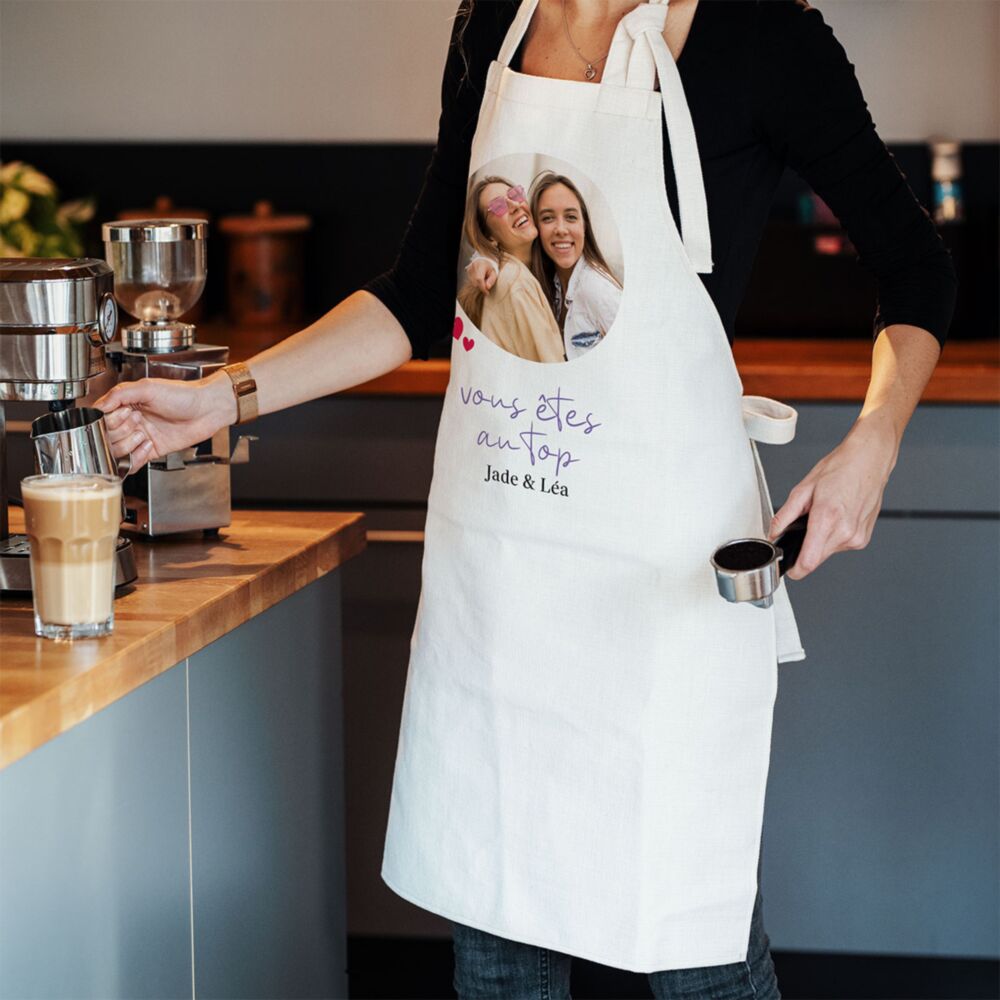 Tablier de cuisine personnalisé avec photo et texte