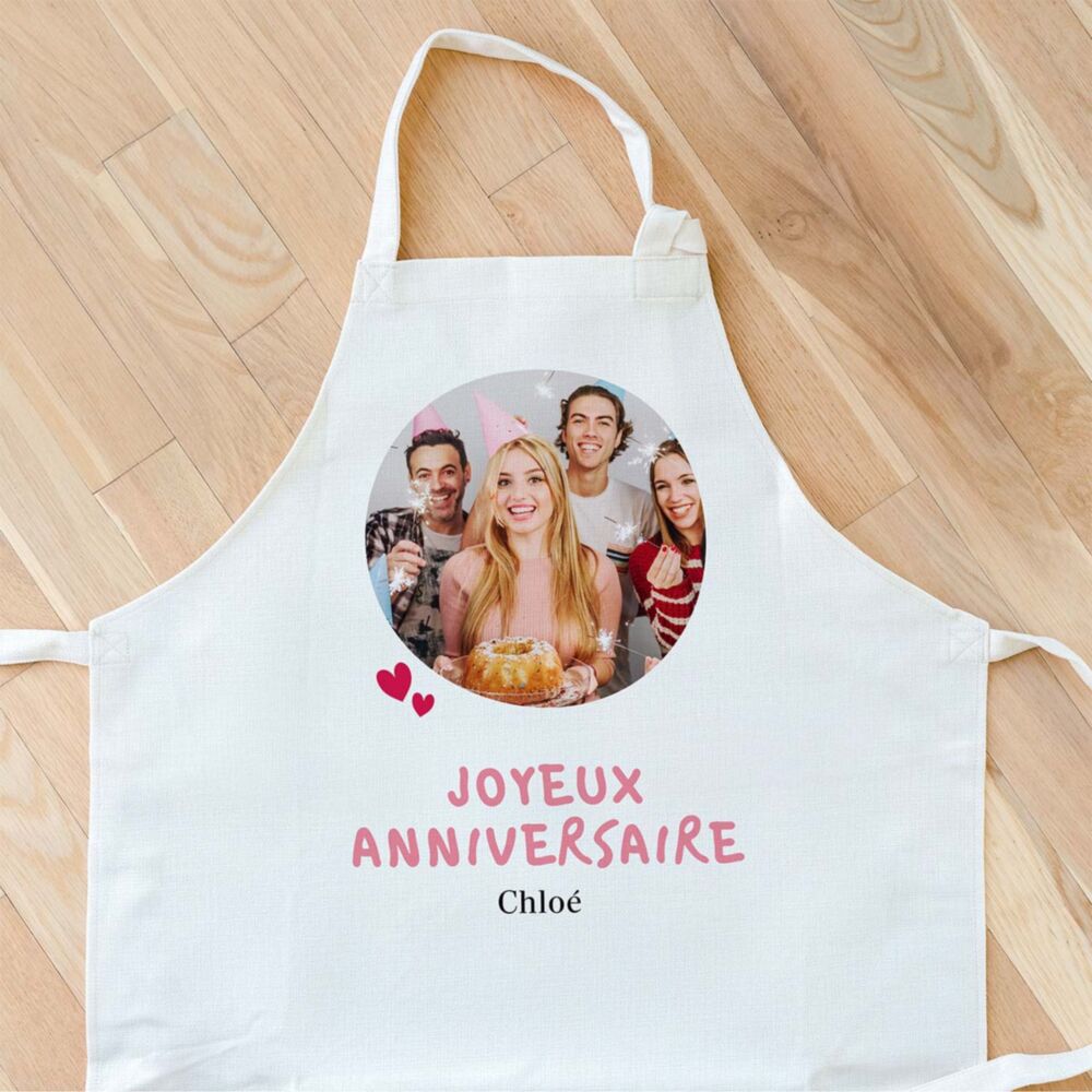 Tablier de cuisine personnalisé avec photo et texte