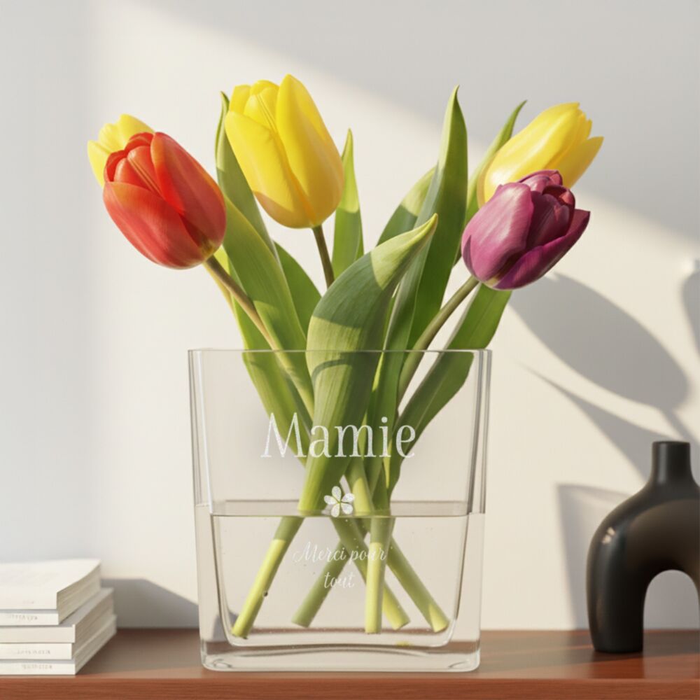 Vase à fleurs personnalisé avec texte et symbole