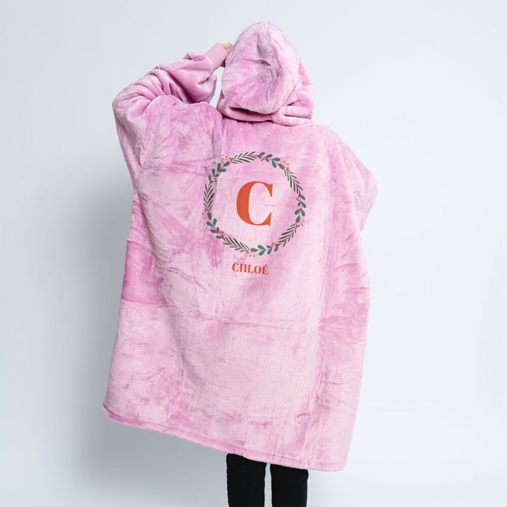Plaid à capuche personnalisé avec Monogramme de Noël