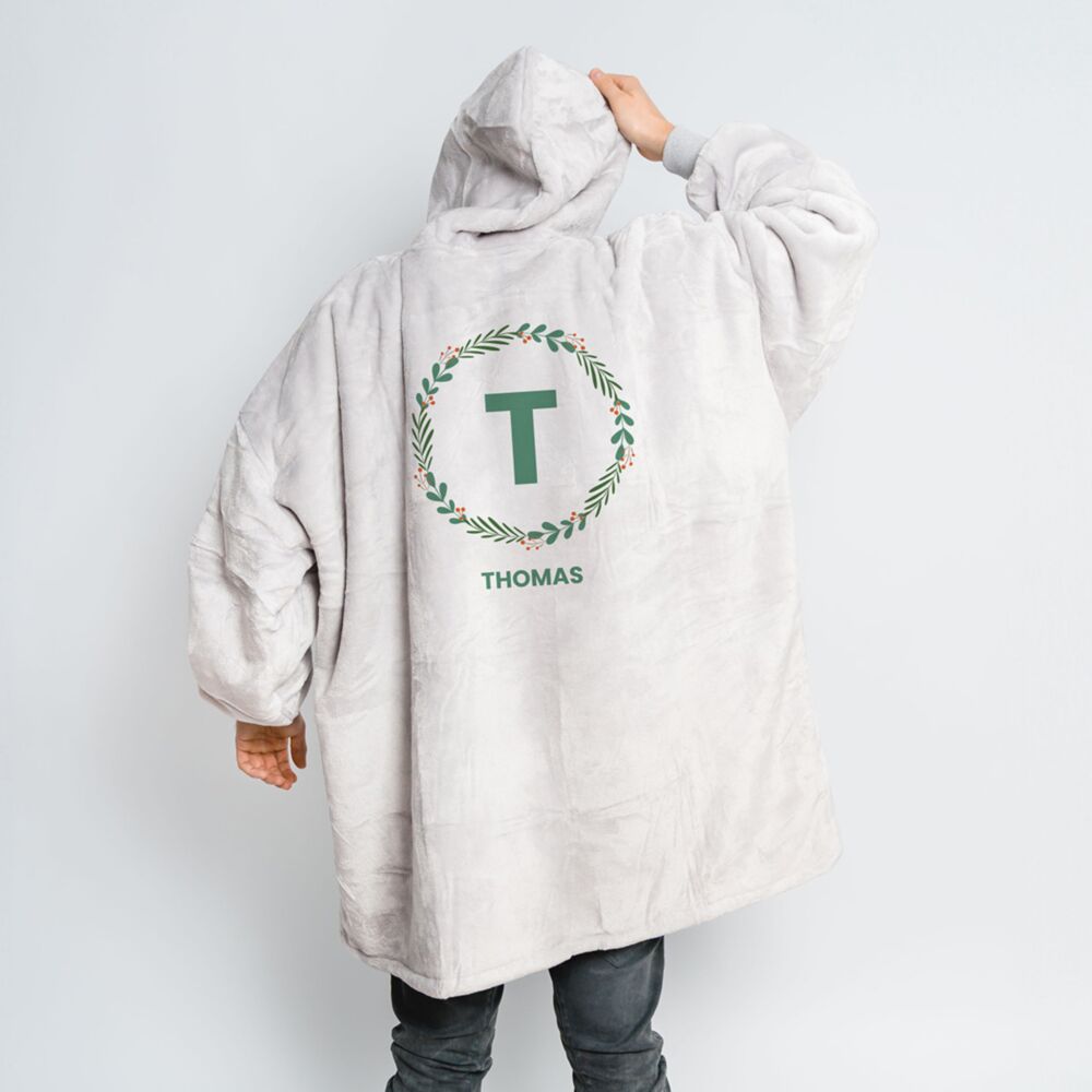 Plaid à capuche personnalisé avec Monogramme de Noël