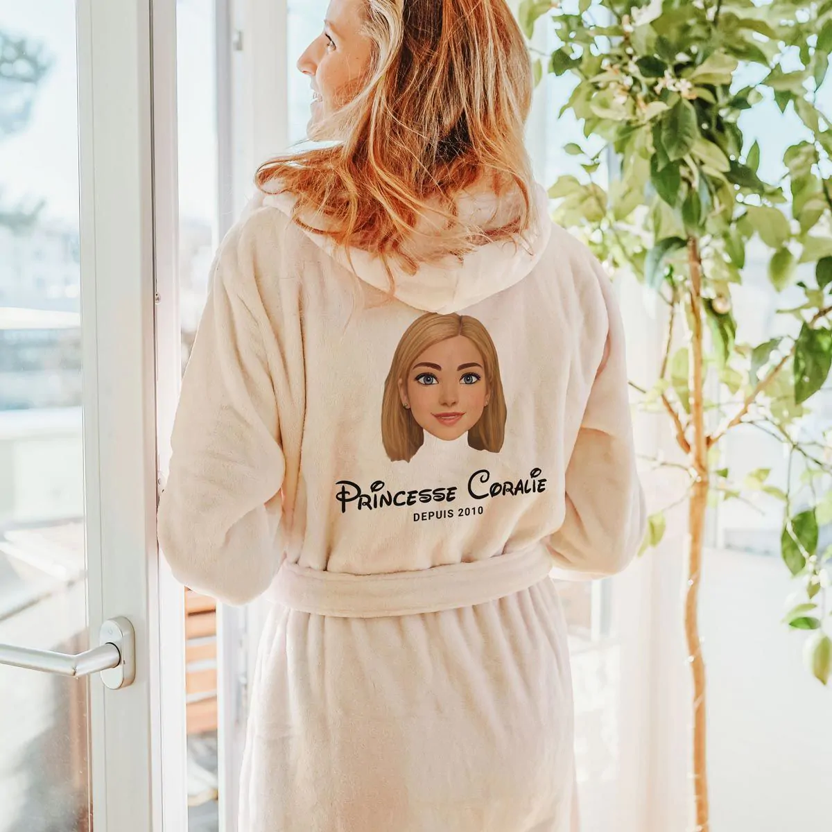 Peignoir personnalise avec photo cartoon et texte Cadeauxfolies.ch