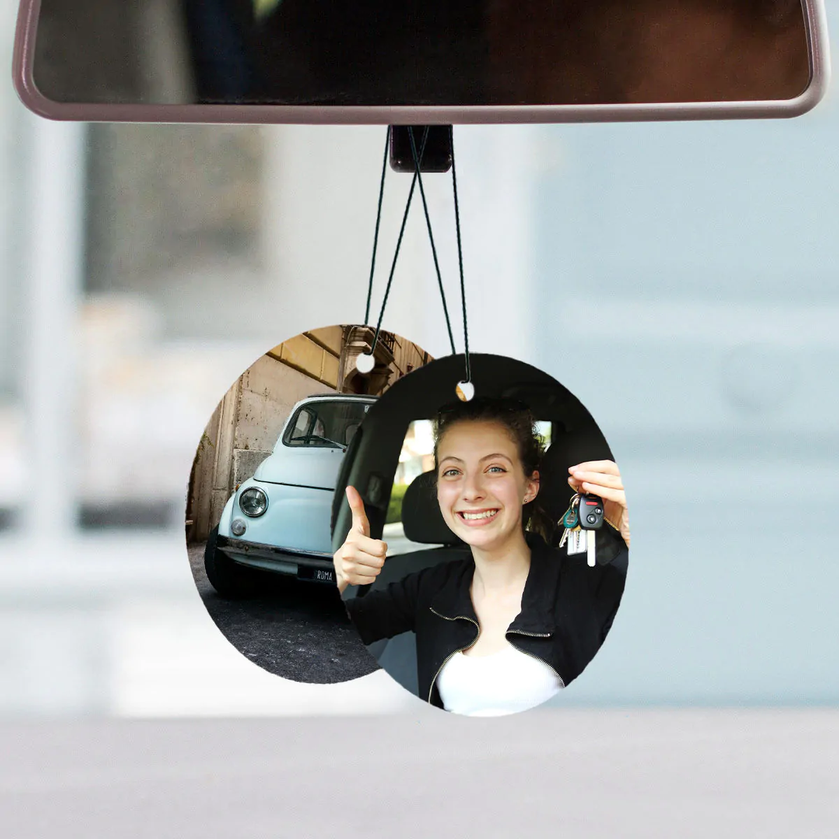 Désodorisant voiture personnalisé avec visage - Lot de 2