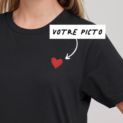 T-shirt brodé noir avec picto