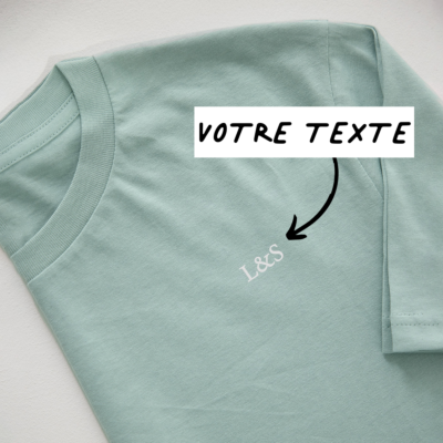 T-shirt brodé menthe avec texte