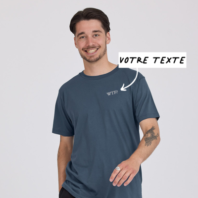 T-shirt brodé Bleu foncé avec texte