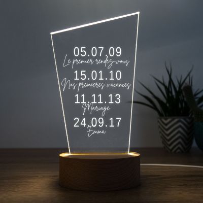 Cadeau pour sa copine Lampe personnalisée LED Dates Importantes