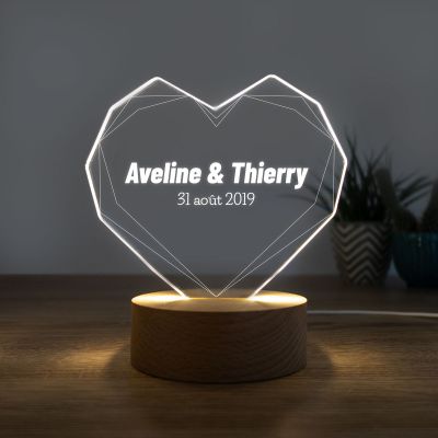 Cadeau pour la Saint Valentin Lampe LED personnalisée avec cœur