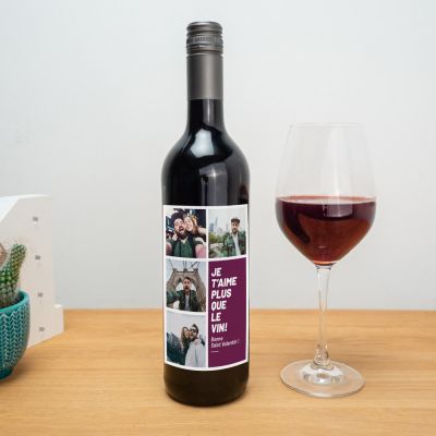 Bouteille de Vin Personnalisable avec Photos et Texte