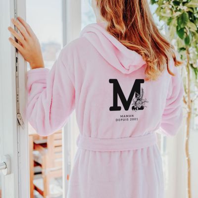 Peignoir personnalisé avec monogramme et texte Peignoir personnalisé avec monogramme et texte