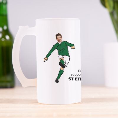 Chope de bière Fan de foot avec photo et texte Chope de bière Fan de foot avec photo et texte