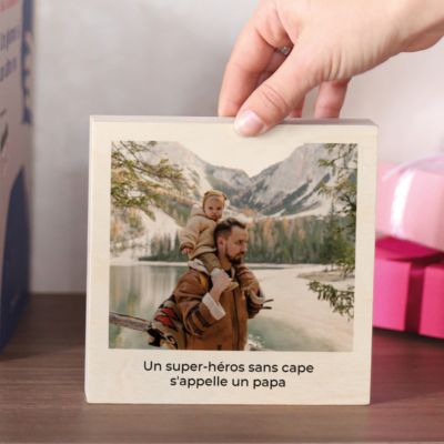 Cadeau de noel pour copine Photo carrée sur bois avec image et texte