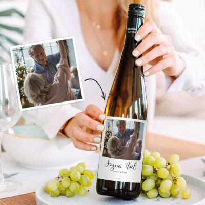 Vin blanc personnalisé - Design Polaroïd