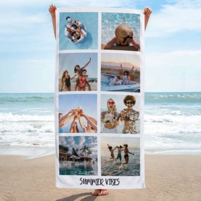 cadeau papa Serviette personnalisée avec 8 photos et texte