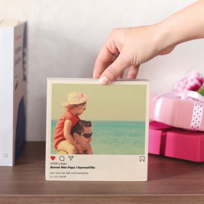 cadeau fête des pères photo sur bois personnalisée - Design Instagram
